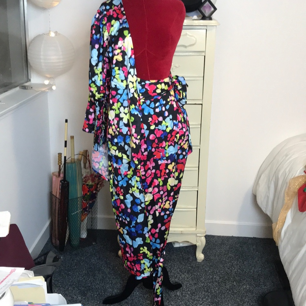 Two piece Cover Up Dress Top Blouse Wrap Skirt
